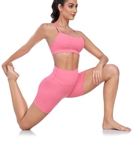 wirarpa Women's Biker Shorts High Waisted Soft Workout Running Yoga Spandex Sorbet Pink Shorts 6 Inches,XS Size — view 3