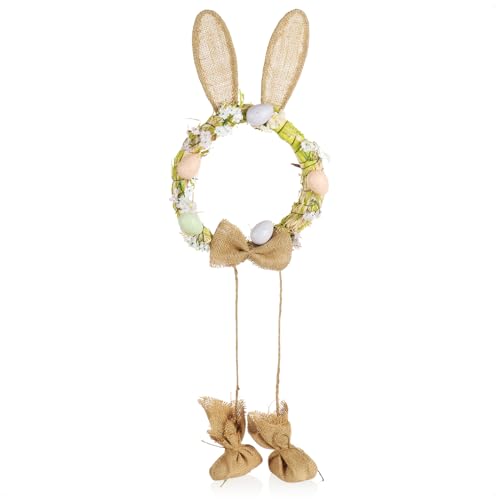 com-four® Osterkranz für Türen oder Fenster - Niedlicher Osterkranz zu Ostern - Türdekoration im Osterhasen-Design