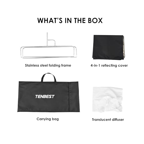 TENBEST Photography Light Reflector Flag Kit, 24x30 inches/60x75cm, 4-in-1 Gold/Silver/Black/White Diffuser and Translucent Diffuser, Foldable Stainless Steel Frame by TENBEST - Image 4