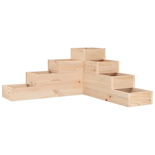 Scala per piante in legno di pino massiccio – Supporto per fiori a 4 livelli per giardino e balcone – Legno naturale non trattato – Ideale per gli amanti delle piante