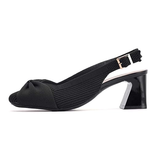 Chaussures d'été femme à nœud élégant et talon rectangulaire confortable