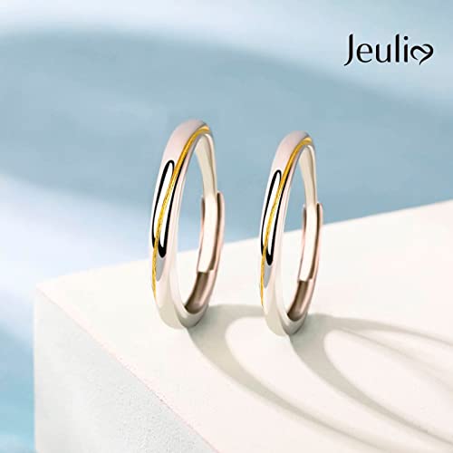 Jeulia Sterling Silver Couple Band for His and Her Mobius Two Tone Adjustable Matching Anniversary Wedding Diamond rings Engraving Jewelry Set Valentine Day with Gift Box3
