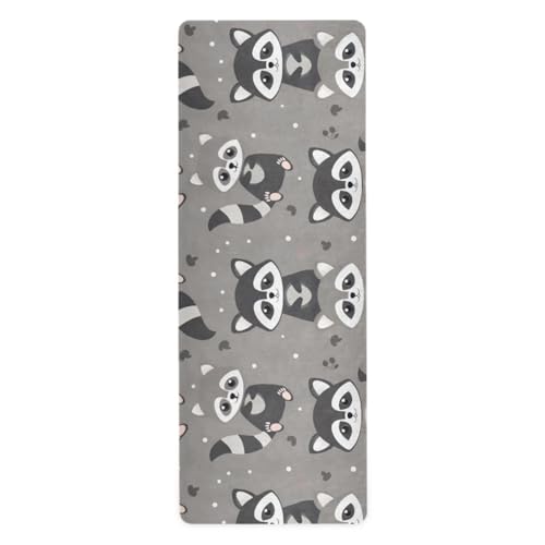 Coikll Raccoon Yoga Mat Non Slip Thick Pilates Fitness Mats Portable Exercise Mats for Home Workout Gym 71 * 26 inches