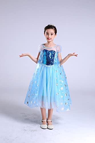 Dzyoleize Vestido de princesa Elsa de aniversário vestido de para meninas Traje de roupa de rainha i