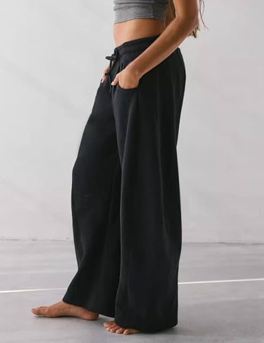 HeSaYep Women's Fleece Lined Sweatpants Barrel Leg Baggy Sweat Pants Winter Thermal Cotton Pants with Pockets4