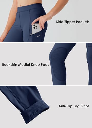 Image of Willit Girls Horse Riding Pants Tights Kids Equestrian Breeches Knee-Patch Youth Schooling Tights Zipper Pockets
