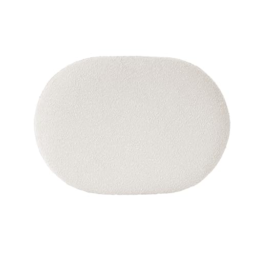 Image of HomePop 24 inch Quinn Modern Ottoman - Cream White Boucle