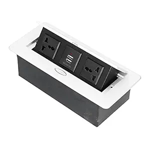 Set of 2 Floor Electrical Outlet, 250V 13A Dual USB Power Supply Accessories 3 Hole Socket Cover Box Kit Flame Retardant with LED Indicator for Electrical Equipment