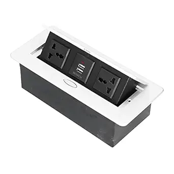 Floor Electrical Outlet, 250V 13A Dual USB Power Supply Accessories 3 Hole Socket Cover Box Kit Flame Retardant with LED Indicator for Electrical Equipment