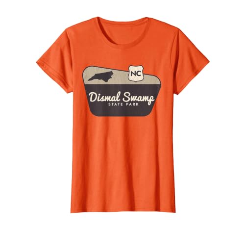Dismal Swamp State Park North Carolina Welcome Sign Trip T-Shirt, Women, Orange, Large