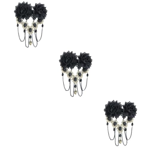 Pinces à cheveux gothiques pour femmes : épingles dentelle et roses noires