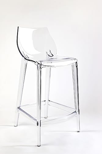 Mahi Mahi - Taburete transparente de cocina de policarbonato - H 66 cm - Pack de 2 piezas neutrales - MMTC000