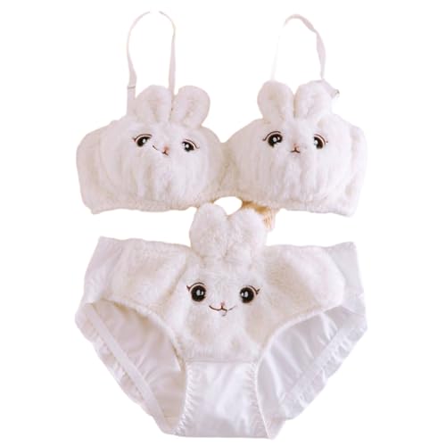 Image of Imported Japanese-Style Furry Bunny Ear Bra & Panty Set for Women Milk Silk Cute Rabbit Cosplay Lingerie Premium Ultra-Soft Plush Sexy Innerwear for Honeymoon, Date Night & Valentine Gift