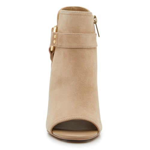 FSJ Women Peep Open Toe Ankle Booties Block Heel Metal Buckle High Heel Sandals Cutout Ankle Strap Zipper Cocktail Nightclub Pumps Shoes Size 4-16 US3