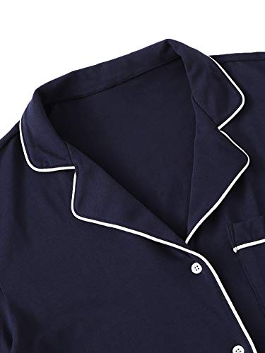 Floerns Women's Notch Collar Short Sleeve Sleepwear Two Piece Pajama Set Navy Xl #TOP2