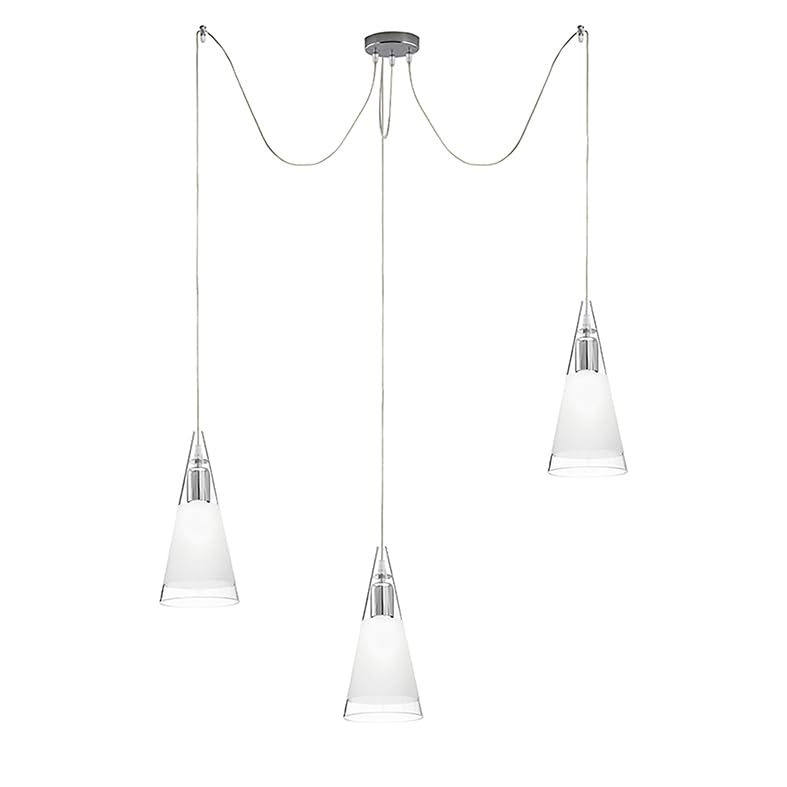 Suspension Renoir Rossini luminaire design chrome et verre blanc pour éclairage intérieur E27