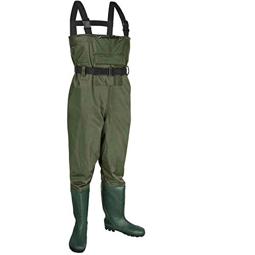 MUYUE Chest Waders Lightweight Fishing Hunting Waders Nylon/PVC Waterproof Bootfoot Wader Cleated Breathable