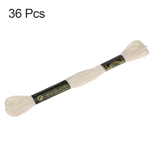 Image of HARFINGTON 3pcs 12 Skeins Embroidery Floss 8.75yds(8m) Egyptian Long-Staple Cotton Cross Stitch Thread for Sewing DIY Bracelet Yarn String and Crafts, Medium Champagne(6ECRU)