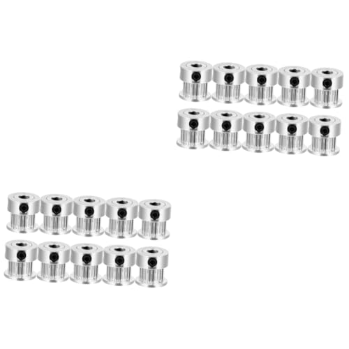 SOLUSTRE 20pcs Reduction Gear Mechanical Belt Pulley for Synchronous Wheel Aluminum Timing Belt Wheel for Stepper Motor 