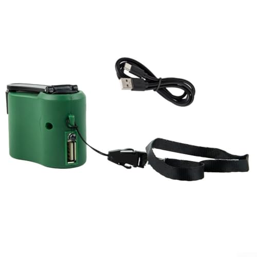 Chargeur USB à manivelle avec câble de données, chargeur manuel portable pour téléphones portables en voyage et scénarios (vert)