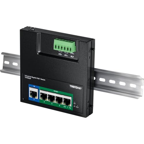 Image of TRENDnet 5-Port Industrial Gigabit PoE+ Wall-Mounted Front Access Switch, TI-PG50F, 120W Power Budget, 10Gbps Switching Capacity, NDAA & TAA Compliant, Ethernet Splitter, Lifetime Protection