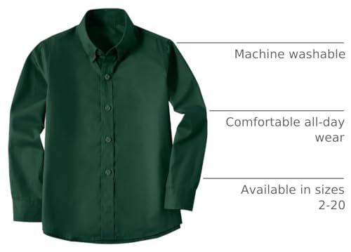 Image of Boys' Button Down Dress Shirts Kids Long Sleeve Solid Collared Uniform Shirt for Toddler Boy (Size 2T-20)