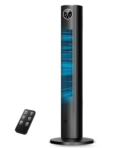 Image of ZAFRO Tower Fan for Bedroom, 90 Oscillating Fan with 4 Modes, 3 Speeds, 25ft /s Velocity, 12H Timer, Standing Fan for Bedroom, Living Room, Office, Black, 36 Inches