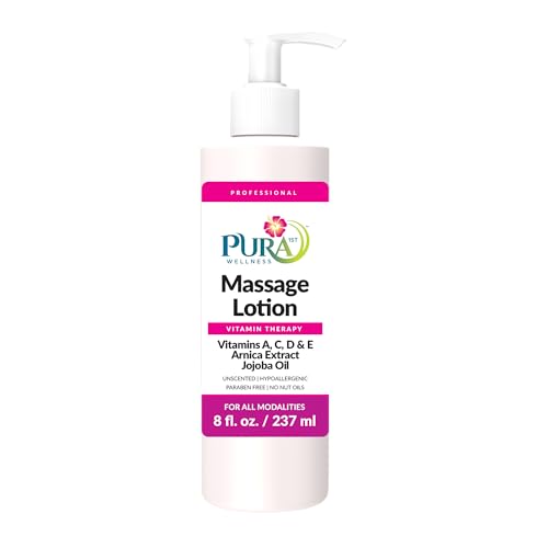 Pura 1st Vitamin Therapy 8 Fl oz Massage Lotion Vitamin E Professional Massage Therapy Deep Tissue Unscented Hypoallergenic Natural Ingredients Skin Hydrating Moisturizing Muscle Relief