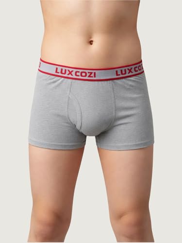 Image of Lux Cozi Boy's 100% Cotton Outer Elastic Semi Long Trunk |Trunk for Boys |Pack of 10 (Color & Prints May Vary)