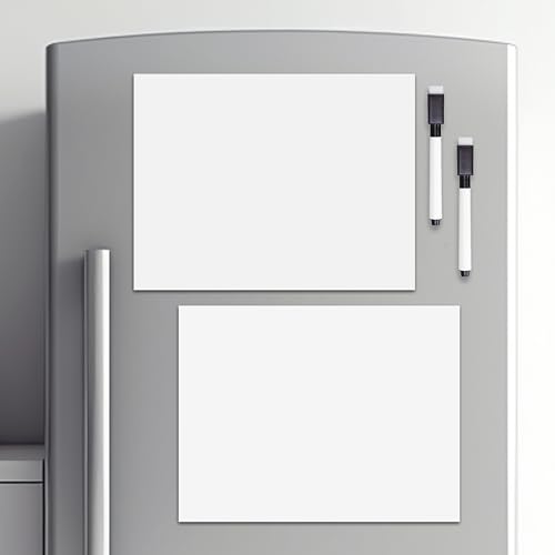 Image of Trueflair Magnetic Board Dry Erase Whiteboard for Fridge, 30 cm x 23 cm, with Black Marker, Waterproof Surface (Pack of 2 PC - A4)