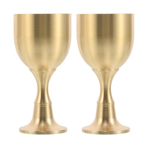 Garneck Copas de Cáliz de Latón Dorado Vintage 1 Par Grande Copa de Vino Ritual para Comunión y Ofrendas Decoración Medieval para Bodas Ferias Renacentistas y Navidad
