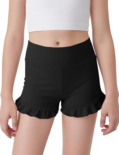 JOCMIC Girls Dance Athletic Shorts High Waisted Gymnastics Cartwheel Yoga Ruffle Shorts