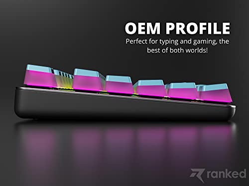 Image of Ranked Pudding PBT Keycaps | 112 Double Shot Translucent ANSI US & ISO Layout | OEM Profile for RGB Mechanical Gaming Keyboard (River Blue)