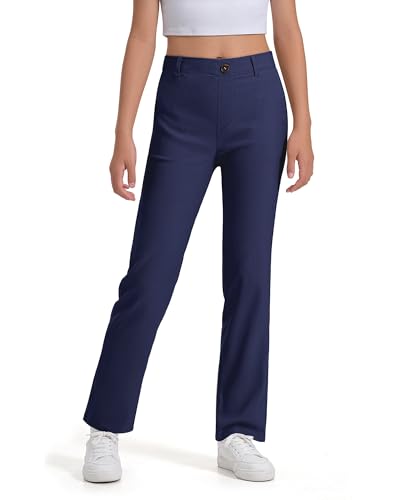 Image of Girls Uniform Pants Kids Dress Pants High Stretchy with Pockets