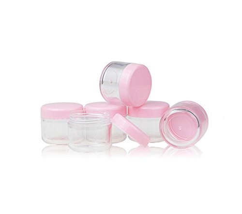 12PCS 20g Tiny Plastic Empty Cosmetic Storage Containers with Pink Screw Cap for Creams Sample Make Up Storage