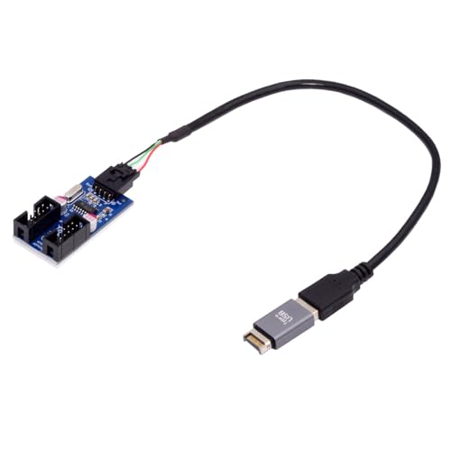 cablecc Front Panel USB 3.1 Header Male Type-E to Motherboard 9pin 10pin Header USB 2.0 Type-A Male 1 to 2 Female HUB Adapter Port Multiplier