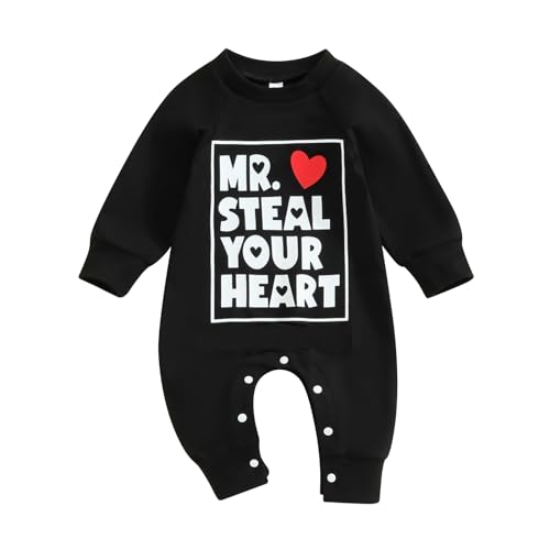 Image of Newborn Baby Boy Girl Valentines Outfit Long Sleeve Crewneck Romper Jumpsuit Onesie Infant Valentine Clothes