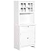 HOMCOM Aparador Alacena de Cocina Mueble Auxiliar para Microondas con 2 Armarios y Cajón 68,6x40x164 cm Blanco