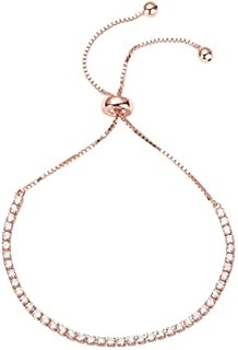 PAVOI 14K Gold Plated Cubic Zirconia Classic Tennis Bracelet for Women | Adjustable Slider