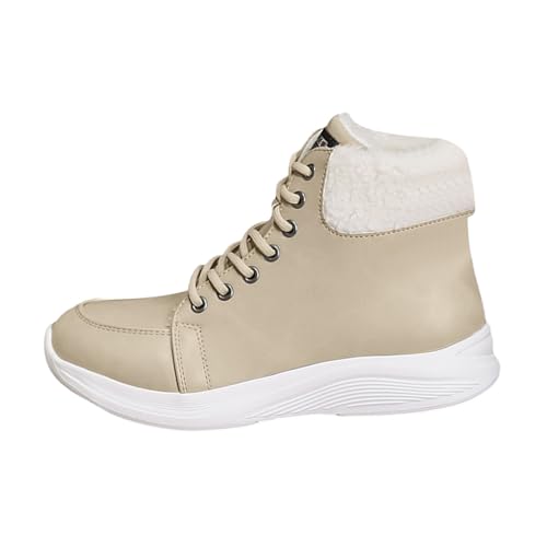Botas de moda para mujer, botas cálidas de invierno, cómodas zapatillas deportivas al aire libre para el terreno, correr y caminar, zapatos para mujer, color azul, beige, 36 EU