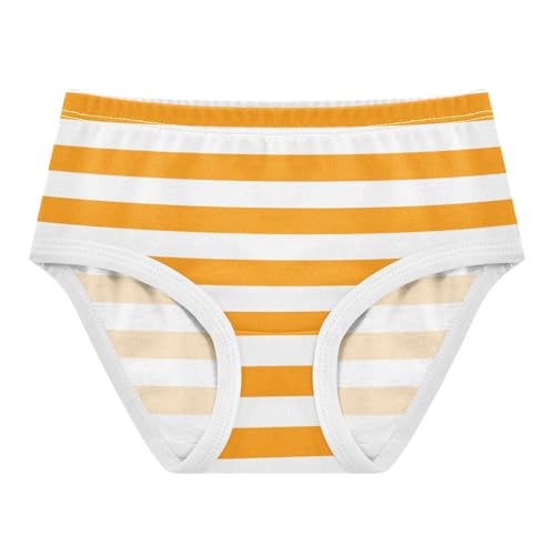 White Orange Stripe Toddler Girls's Underwear 2T