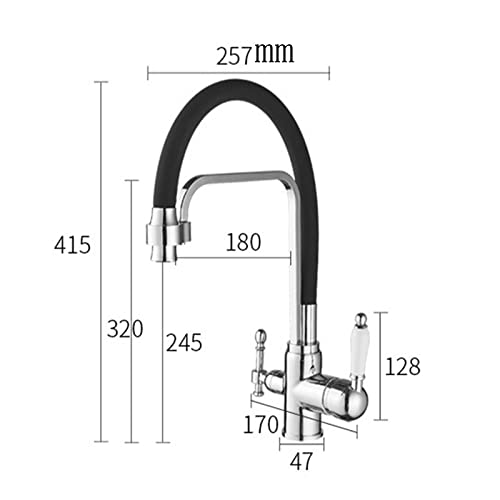 Faucet grifo latón de 3 vías para cocina con diseño giratorio y control de agua pura 2