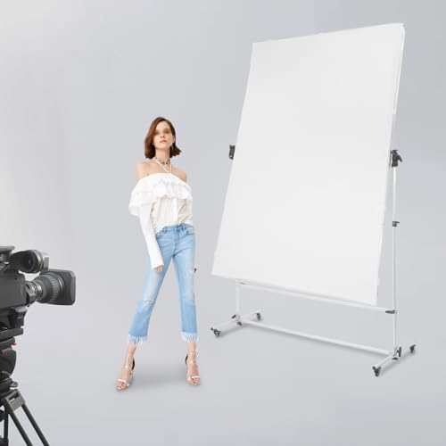 Image of 4.9FT x 6.6FT Photography Light Diffuser with Wheels, 270-360 Degree Rotatable Frame and 4.9-9.8 Feet Height Adjustable Support Stand, Polyester White Scrim Diffuser for Photo Video Shooting