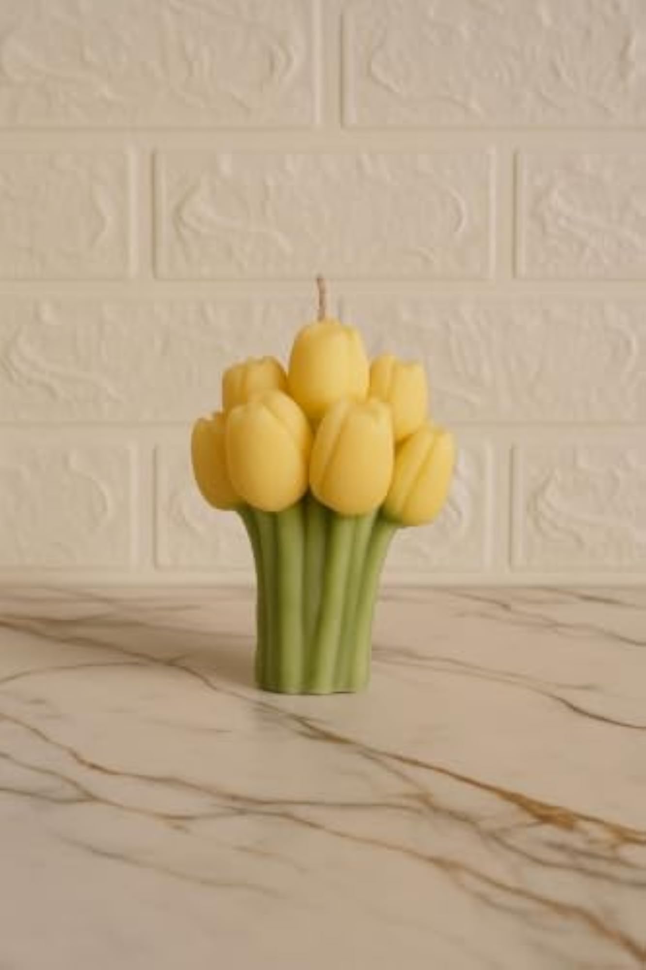 Candle Glow-Handmade Yellow Tulip Bouquet Candle