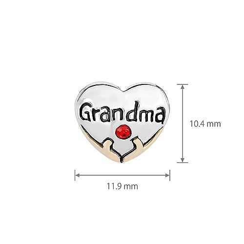 Abalorio de corazón para abuela compatible con pulseras Pandora de cobre 3