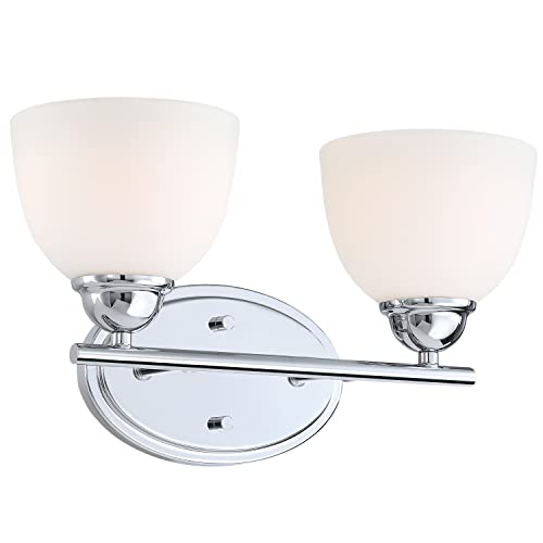Image of Aspen Creative 62226, Two Metal Bathroom Wall Light, 15 inch Wide, Transitional Design in Chrome Vanity Fixture