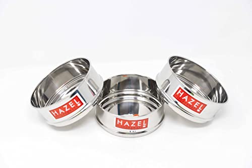 Hazel Alfa Stainless Steel Stackable Seperator, Cooker Dabba for 8 Ltr Pressure Cooker - 16.5 cm, Set of 3