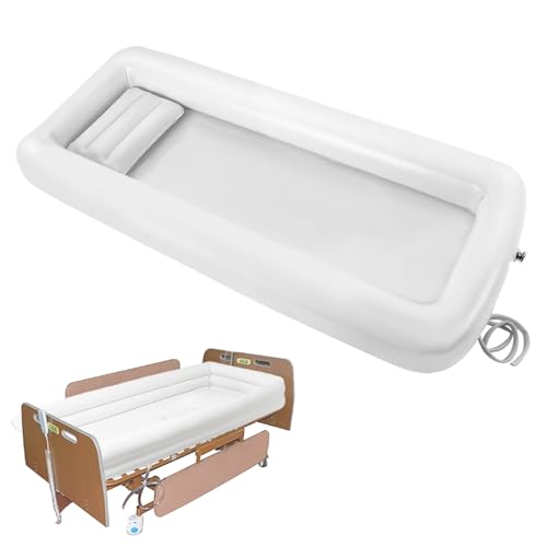 UEGFSIJRF Bañera Inflable de cabecera for Personas Mayores y con discapacidad. Sistema de Ducha con Almohada for el Lavado Corporal Completo en la Cama.