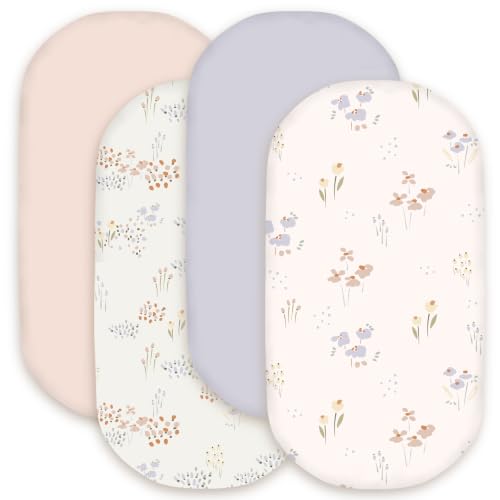 Image of Little Grape Land Bassinet Sheets for Baby Boys Girls 4 Pack (Dew)