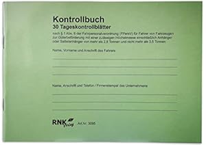 RNK Verlag 3095 Kontrollbuch mit 30 Tageskontrollblättern